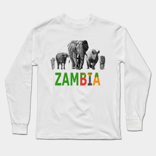 Zambia Wildlife Big Five for Zambia Safari Fans Long Sleeve T-Shirt